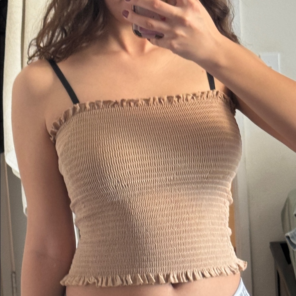 H&M Tan Ruffled Tube Top